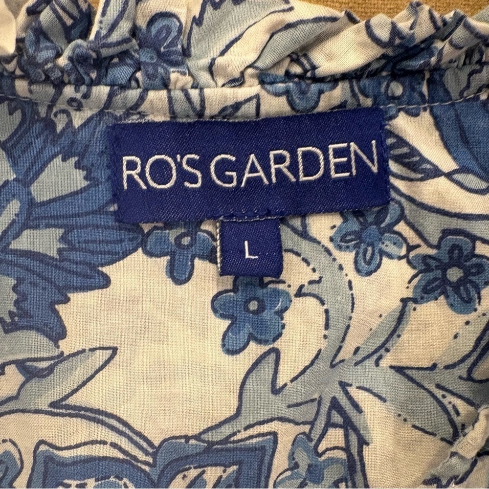 Ro’s Garden Leticia Hollie Shirt Blue & White 100% Cotton Size Large Tuckernuck - Picture 9 of 11